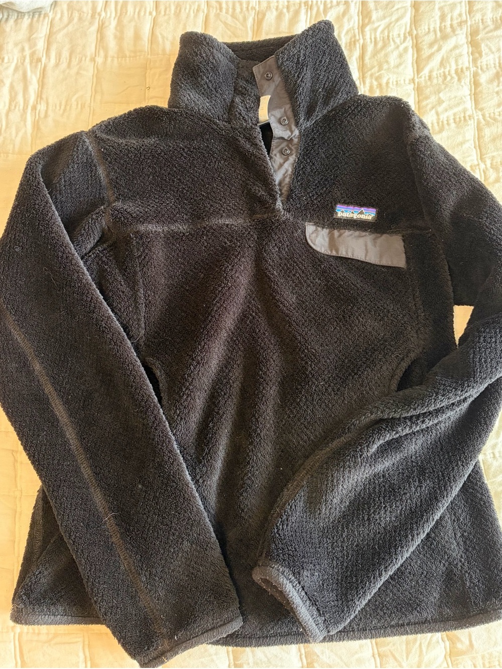 Patagonia Black Sherpa Fleece Pullover with Logo Patch
